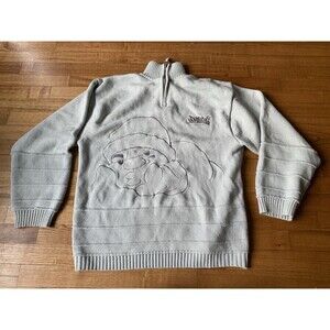 Vintage Rare Light Gray South Pole Face Sweater XL Quarter zip Streetwear Y2K 90